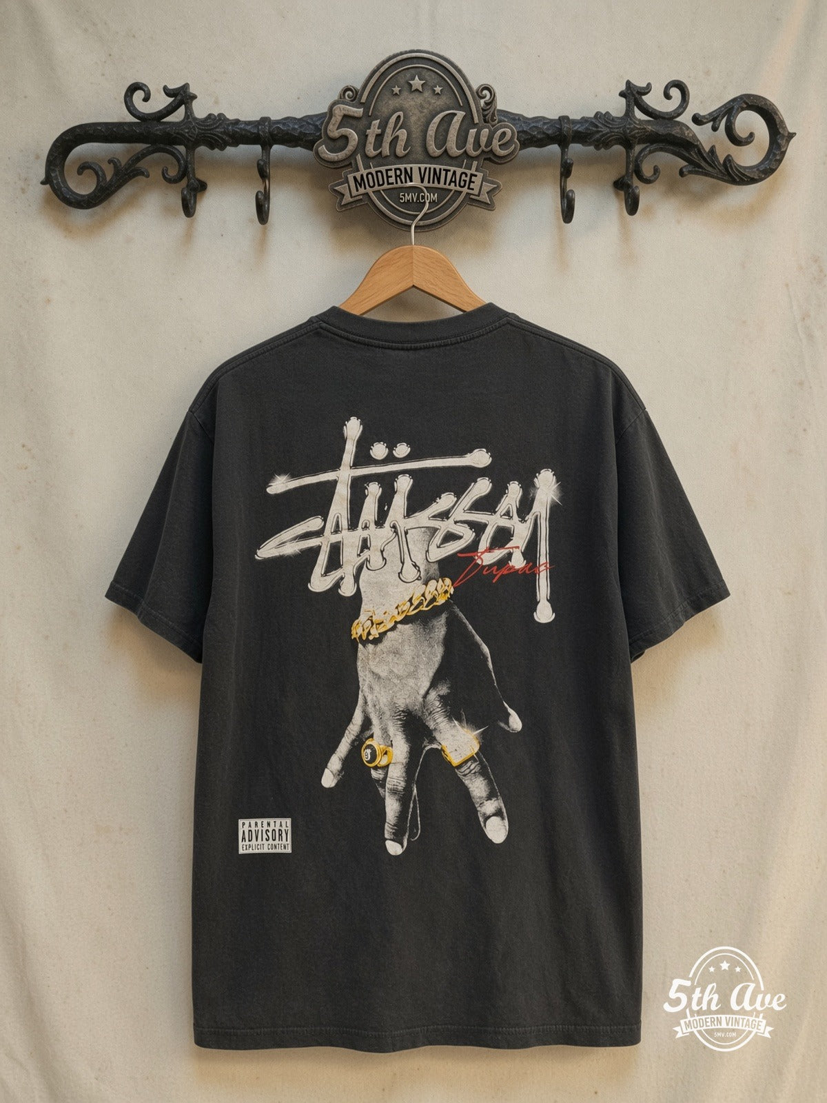 Tupac Stüssy Only God Can Judge Me vintage band t-shirt back on rack