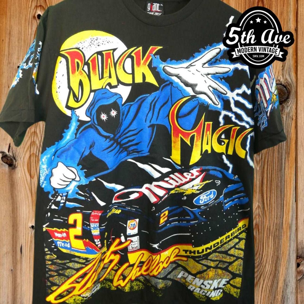 Unleash the Black Magic: Rusty Wallace NASCAR t shirt - Vintage Band Shirts