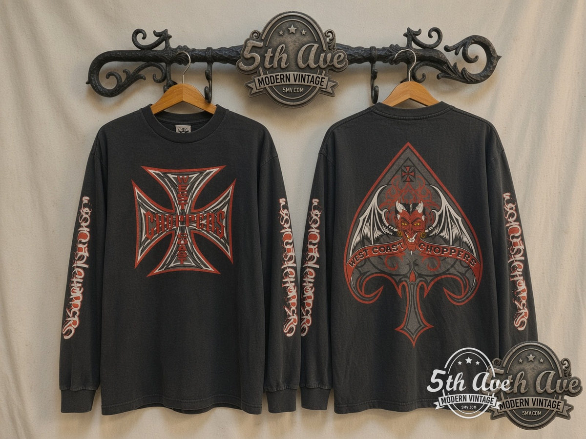 West Coast Choppers vintage band t-shirt front and back on rack