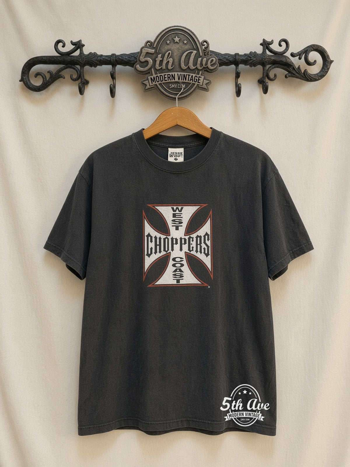 West Coast Choppers Iron Cross Long Beach CA vintage t-shirt on rack