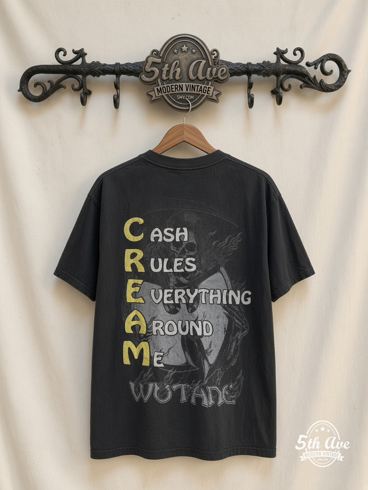Wu-Tang Clan CREAM Reaper vintage t-shirt back on rack
