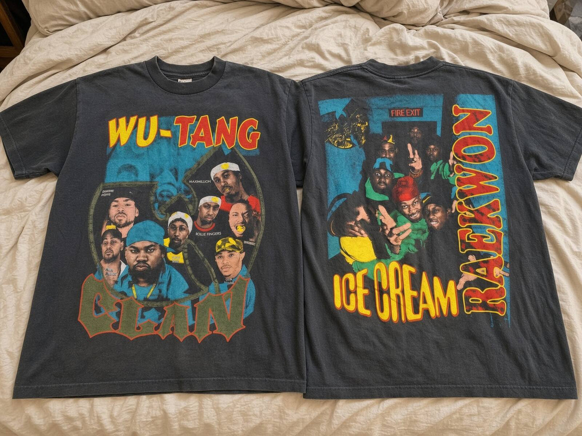 Wu-Tang Raekwon Ice Cream vintage band t-shirt on bed