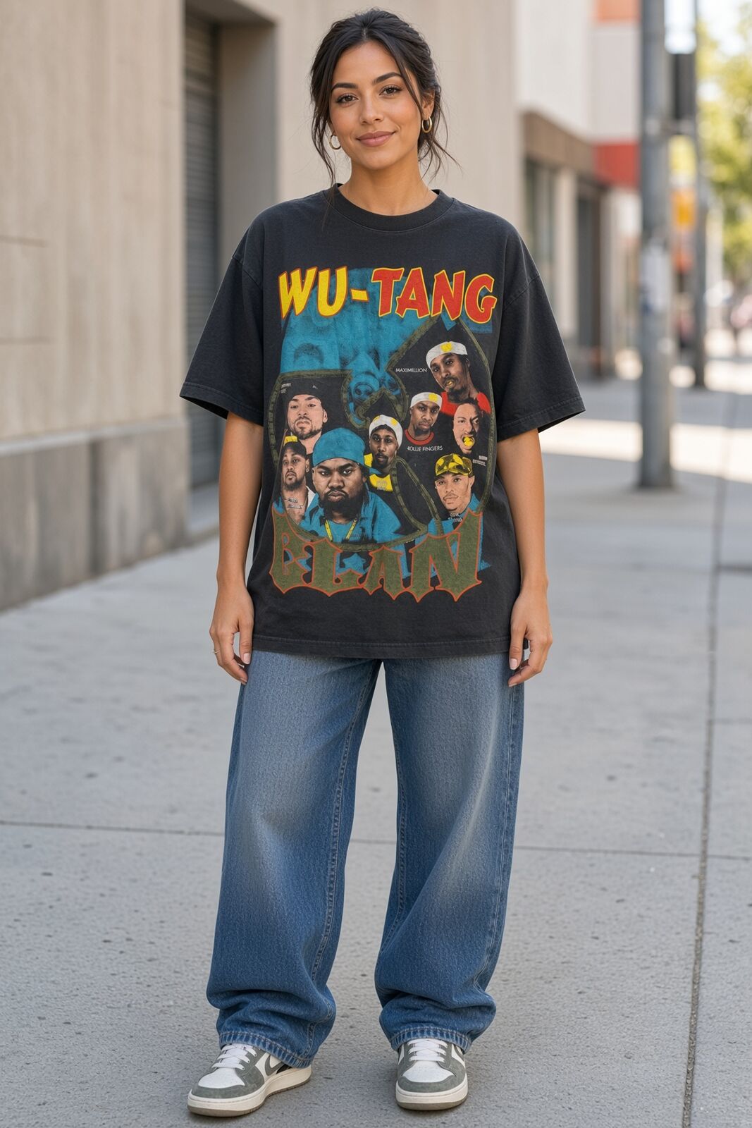 Model wearing Wu-Tang Raekwon Ice Cream vintage band t-shirt