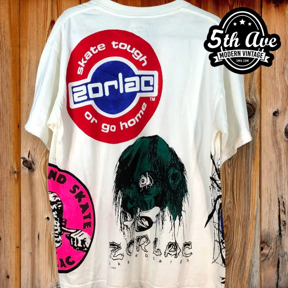 Zorlac Skateboards "Shut Up and Skate" - AOP OVP all over print T shirt - Vintage Band Shirts