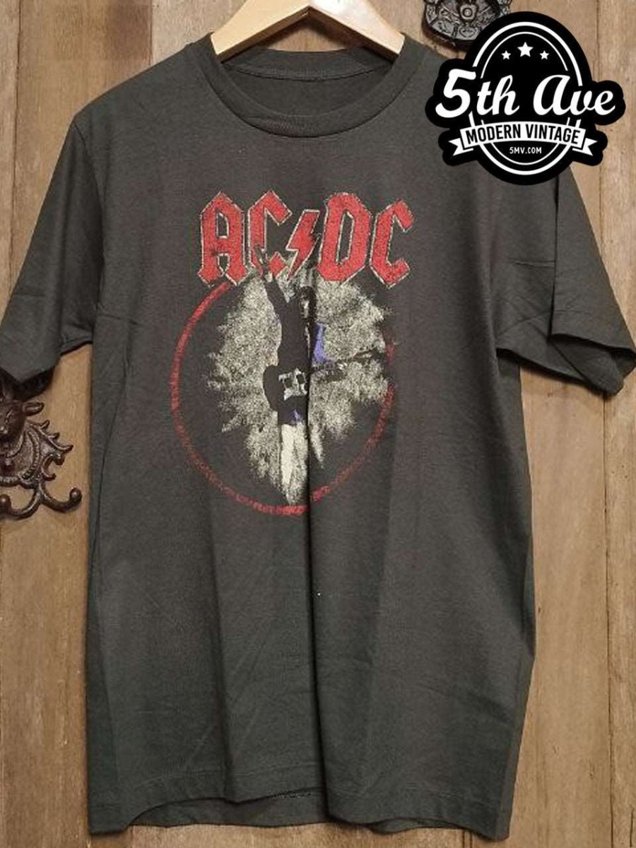 AC/DC 1988 World Tour: Unleash the Power of Rock with this Single Stitch Short Sleeve t shirt - Vintage Band Shirts