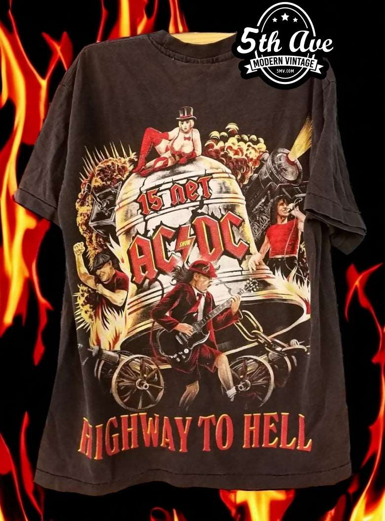 AC/DC Highway To Hell single stitch Bootleg - Vintage Band Shirts