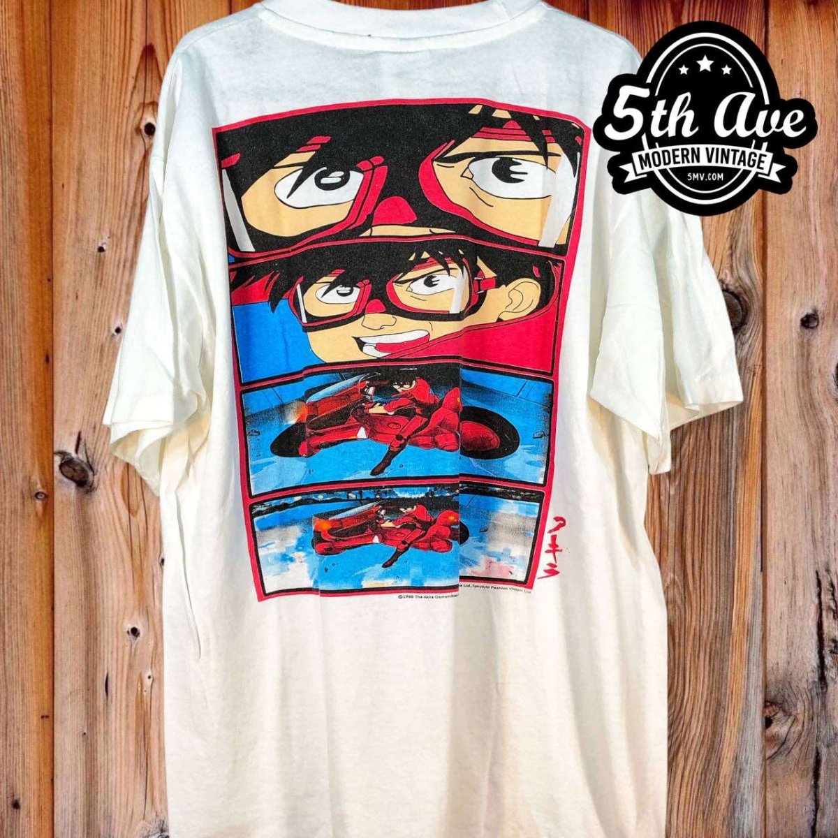 Akira: Motorcycle Chronicles - White Single Stitch t shirt with Dual-Faced Design - Vintage Band Shirts