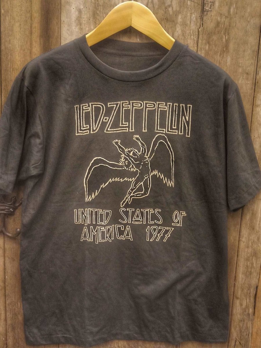 Authentic Vintage Led Zeppelin U.S. Tour 1977 Black Crewneck T-Shirt - Vintage Band Shirts