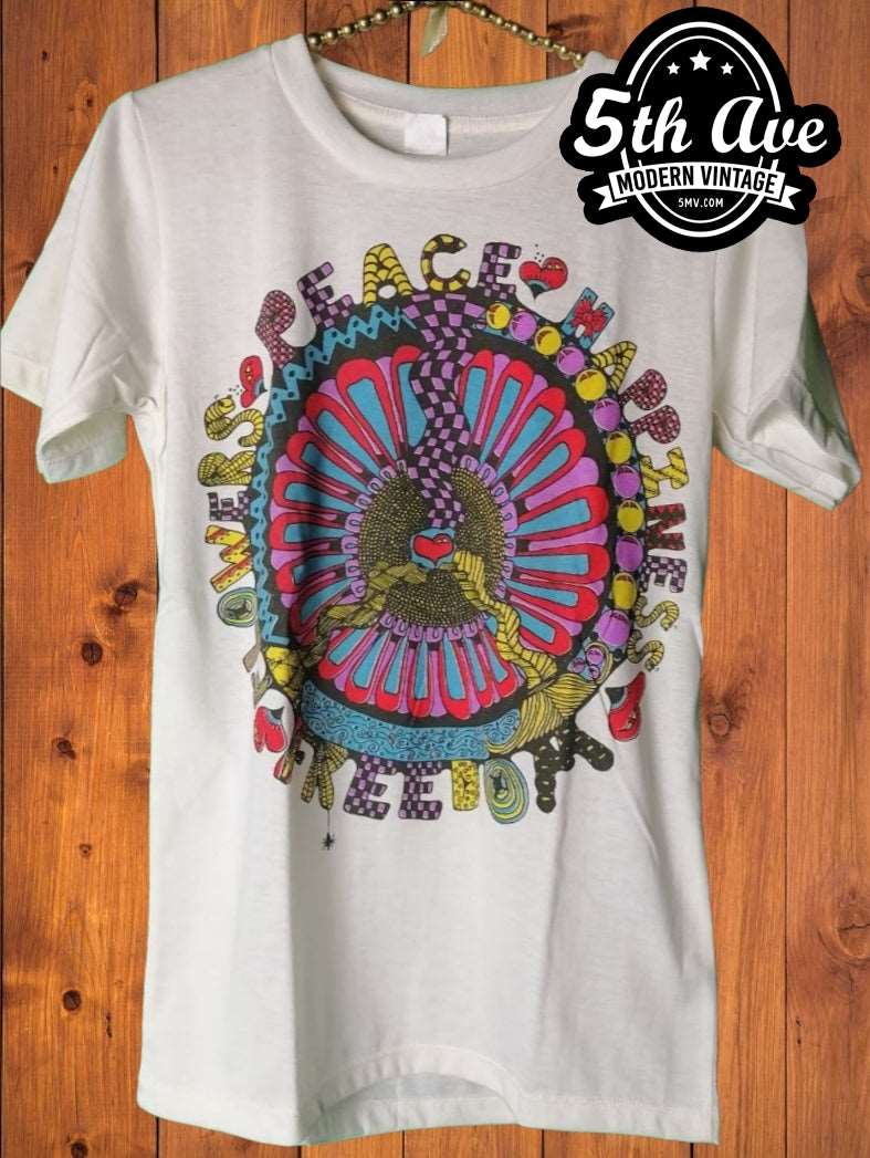 Bloom in Peace: A Celebration of Happiness and Freedom - Vintage Band Shirts