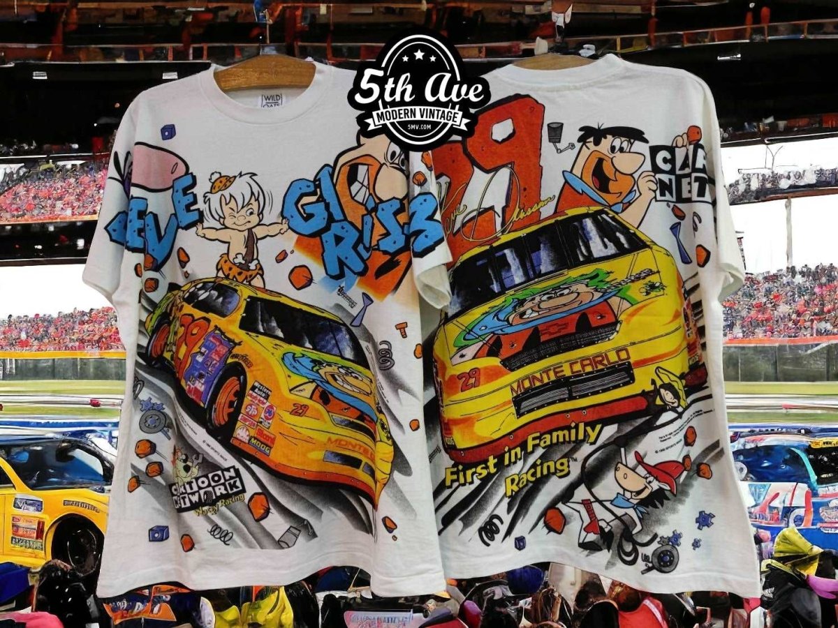 Cartoon Network Steve Grissom NASCAR Fred Flintstone T Shirt - Vintage Band Shirts