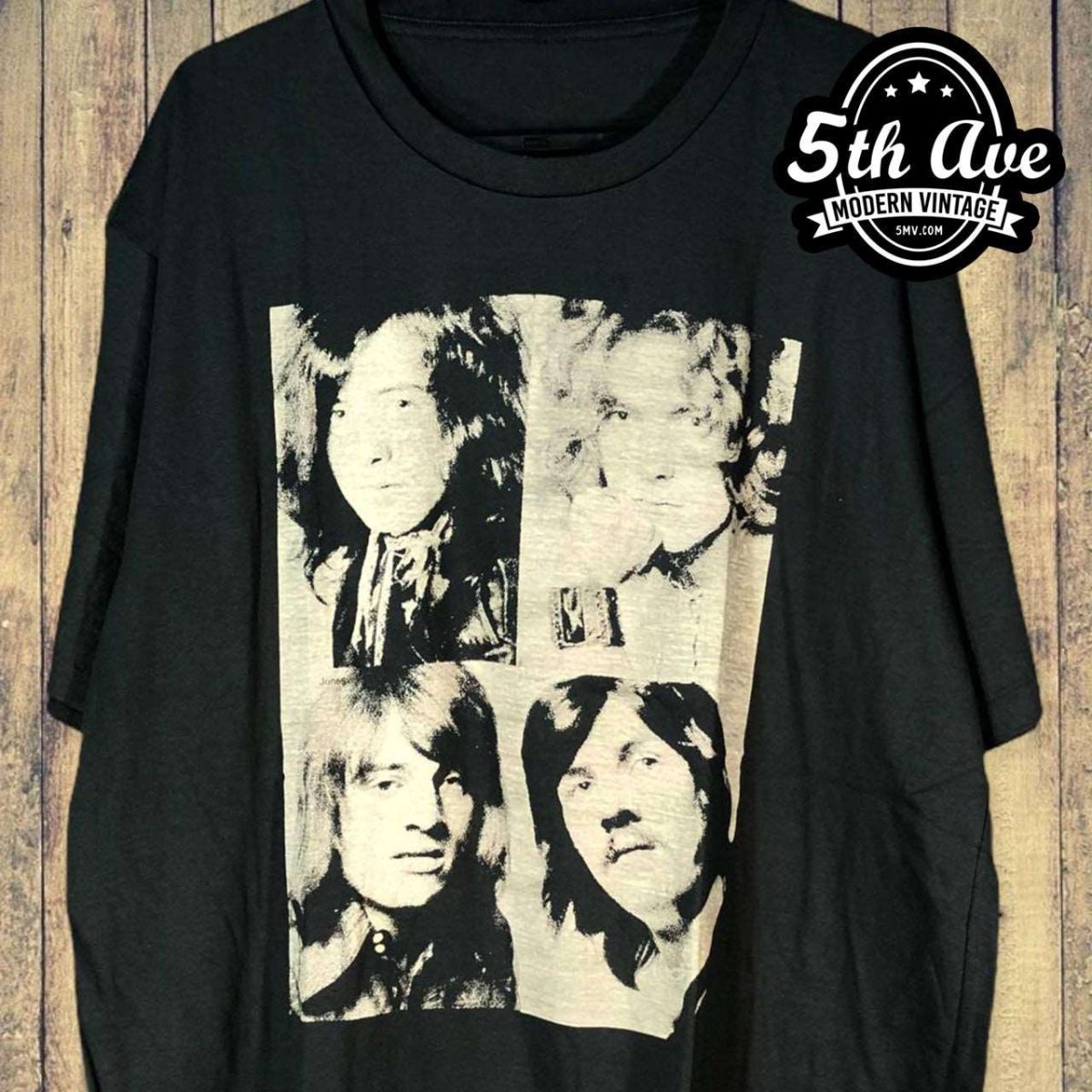 Classic 70s Led Zeppelin Band T-Shirt: Black & White Vintage-Style Silkscreen, Super Soft Faded Fabric, Single Stitch, 30-Day Full Refund Guarantee - Vintage Band Shirts