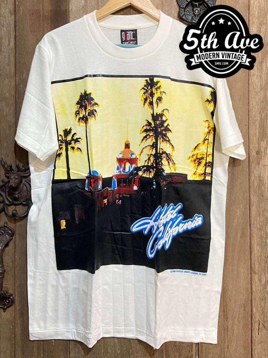 Eagles Hotel California White Tribute Tee - Vintage Band Shirts