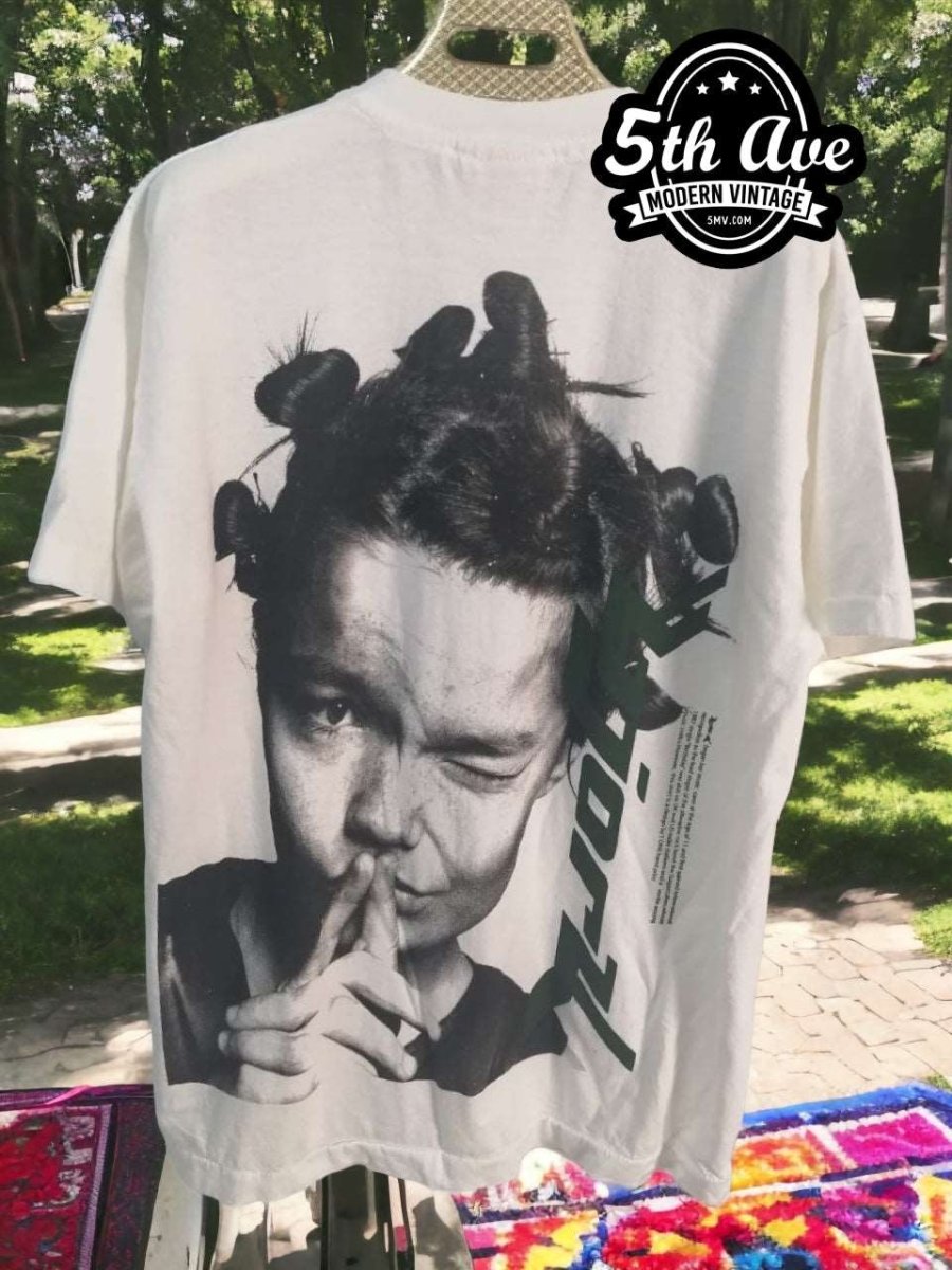 Iconic Björk Portrait: Urban Expression in Monochrome - Vintage Band Shirts