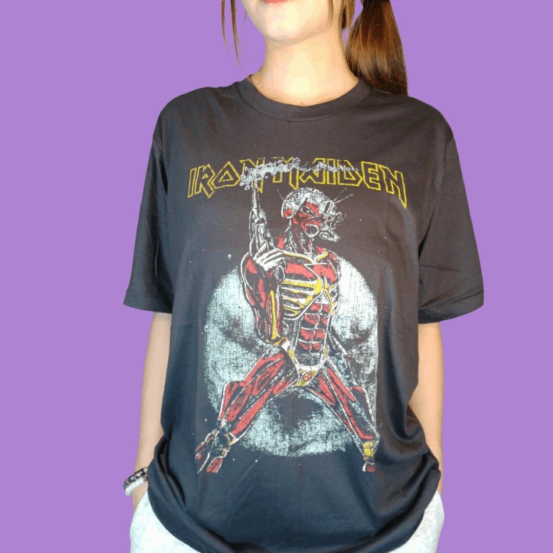Iron Maiden 'Somewhere on Tour '87' T-Shirt: A Vintage Rock Odyssey in Streetwear Style - Vintage Band Shirts