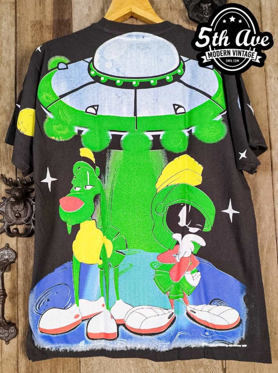 Looney Tunes Marvin the Martian - AOP all over print New Vintage Animation T shirt - Vintage Band Shirts