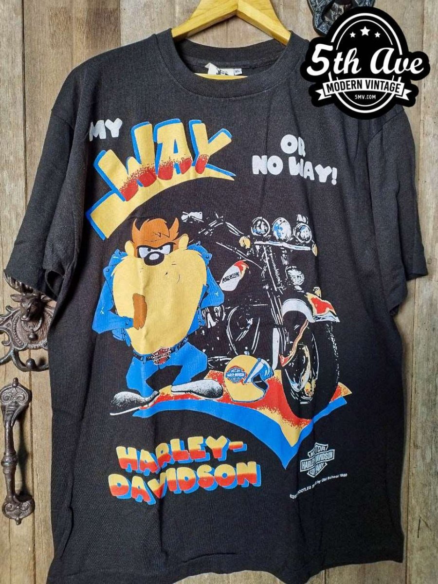Looney Tunes Taz-Mania x Harley Davidson T shirt - Vintage Band Shirts