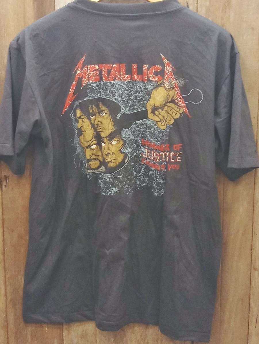 Metallica 'Damaged Justice' Hammer and Band Images Cotton T