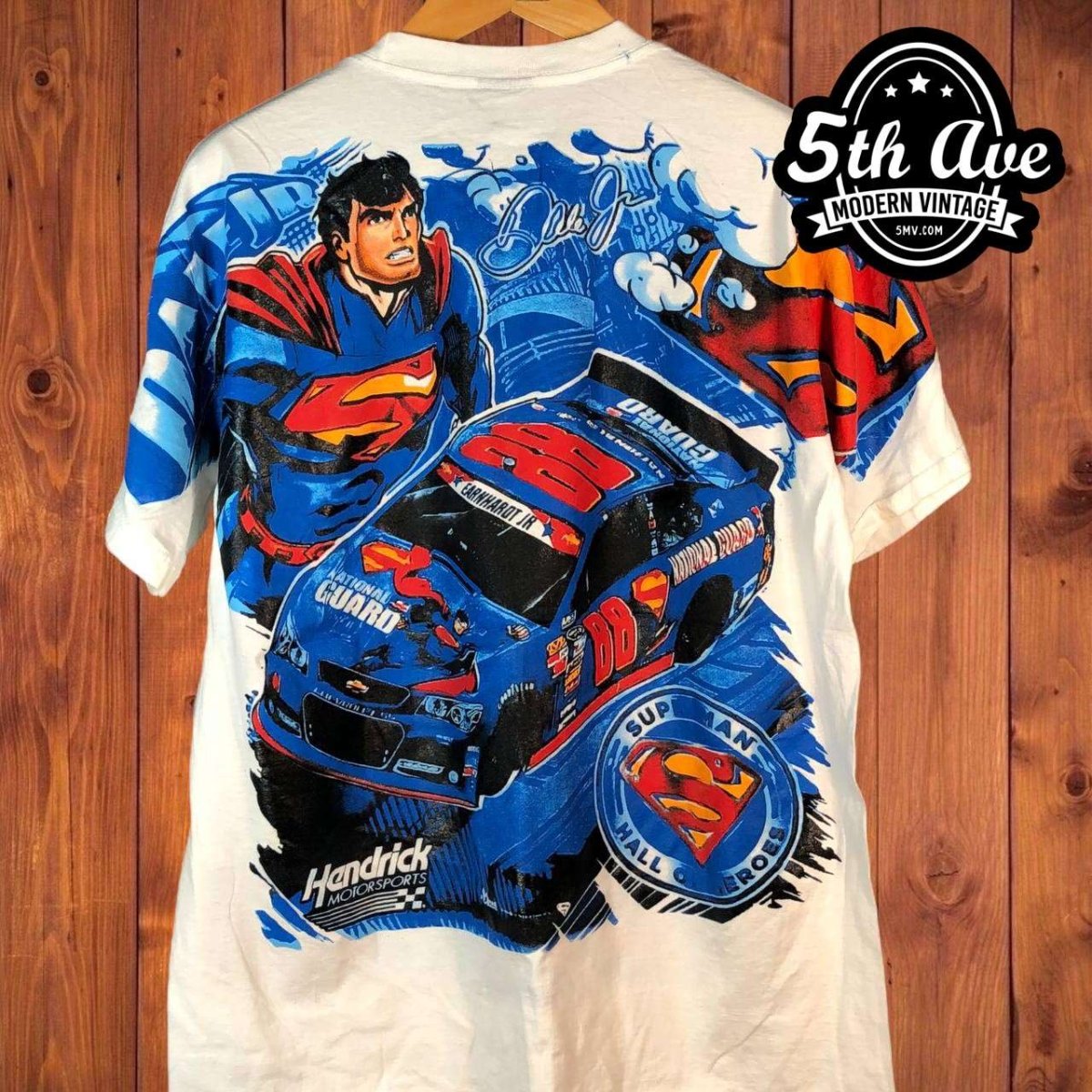 Nascar Superman & Dale Earnhardt Jr. No.88 - AOP all over print New Vintage T shirt - Vintage Band Shirts