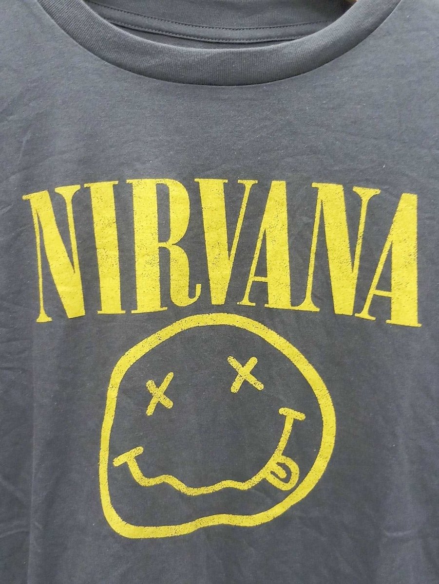 Nirvana T-Shirt with Kurt Cobain's Sub Pop Records Sketch: The Classic Dead Smiley Design - Vintage Band Shirts
