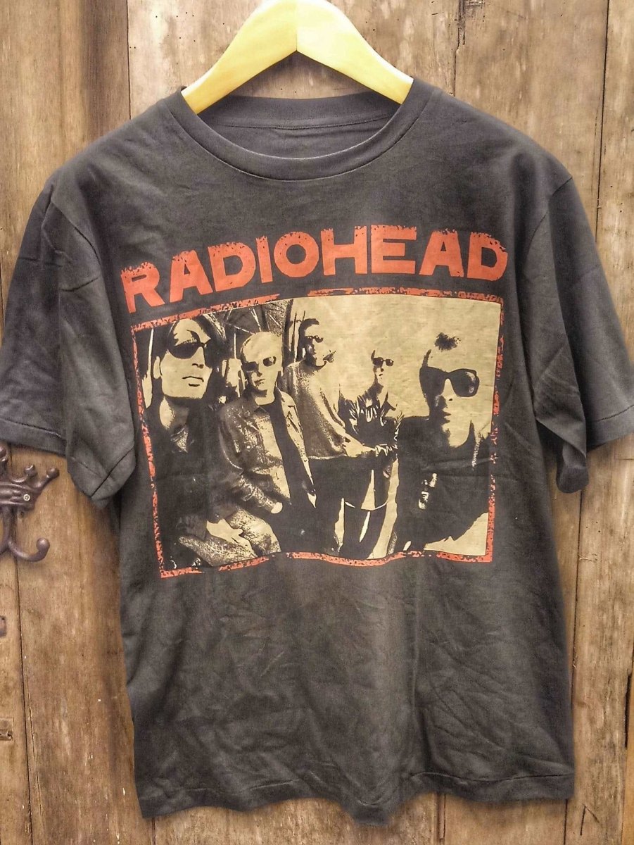 Radiohead Vintage Black T-Shirt with Captain Boot Tag - Vintage Band Shirts