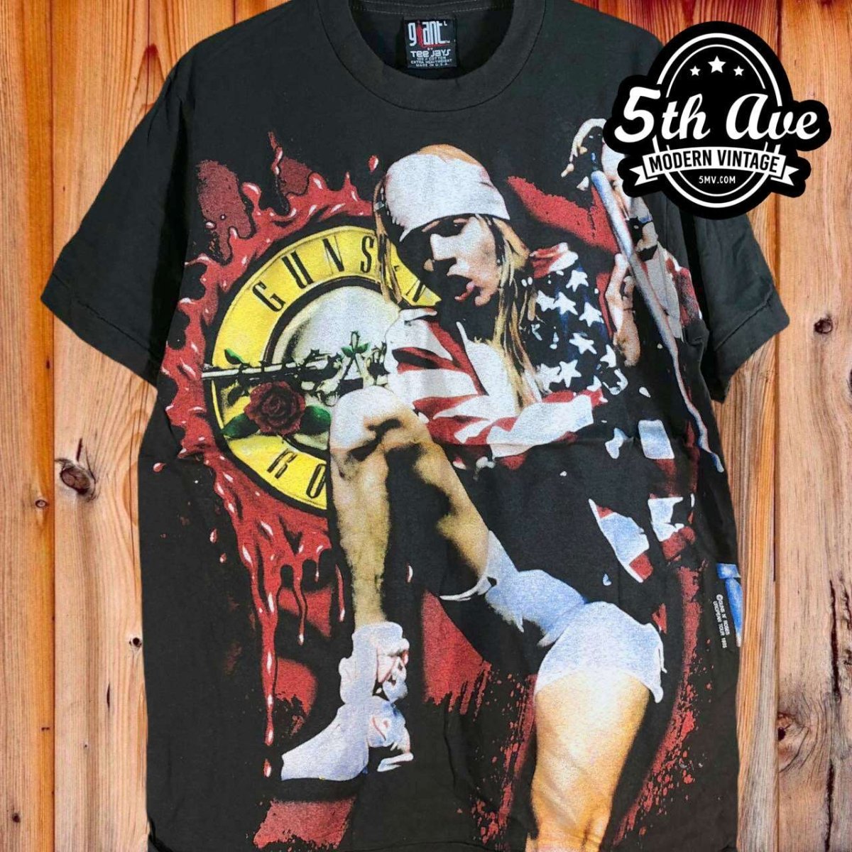 Rebel Rockers Unite: Bootleg Guns N' Roses All-Over Print Single Stitch t shirt Featuring Axl Rose - Vintage Band Shirts