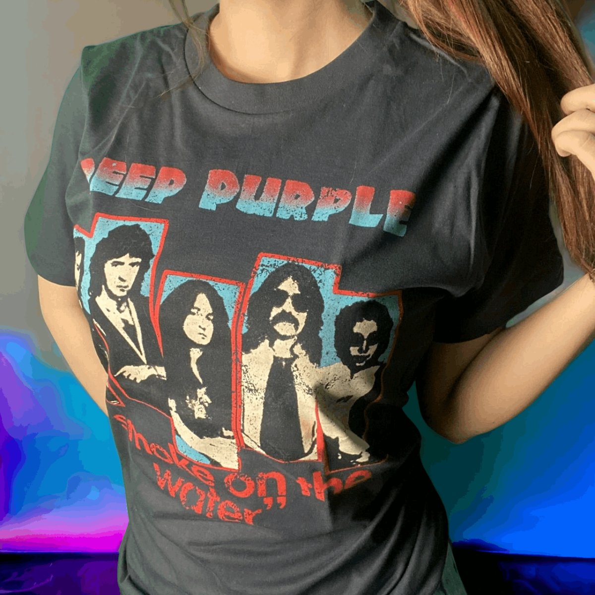 Resonance of Legends: Deep Purple's 'Smoke on the Water' Tribute Tee - Vintage Band Shirts
