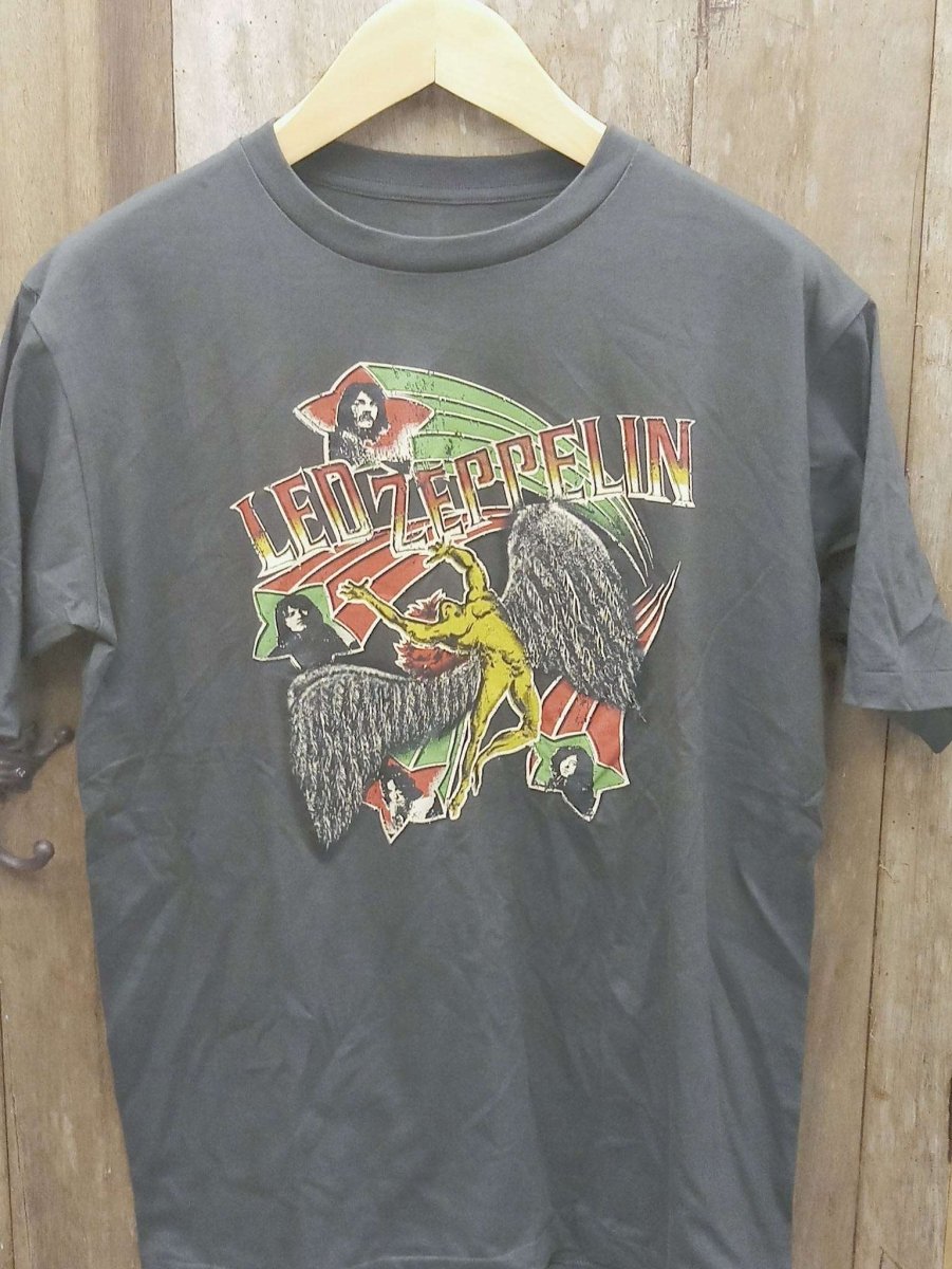 Retro Led Zeppelin Band Portrait Distressed Crewneck T-Shirt - Vintage Band Shirts