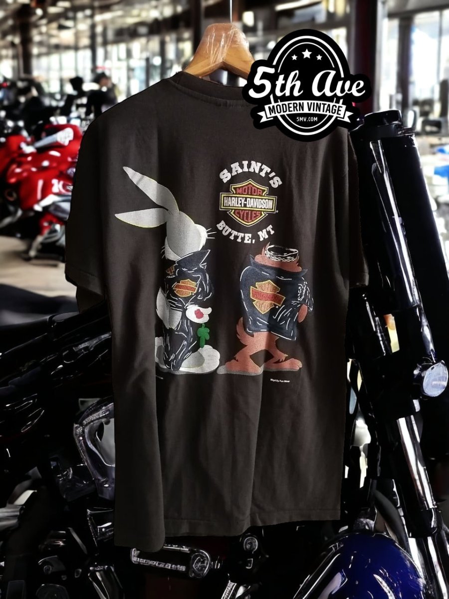 Ride with Taz and Bugs: The Enzyme Washed Harley Davidson t shirt - Vintage Band Shirts