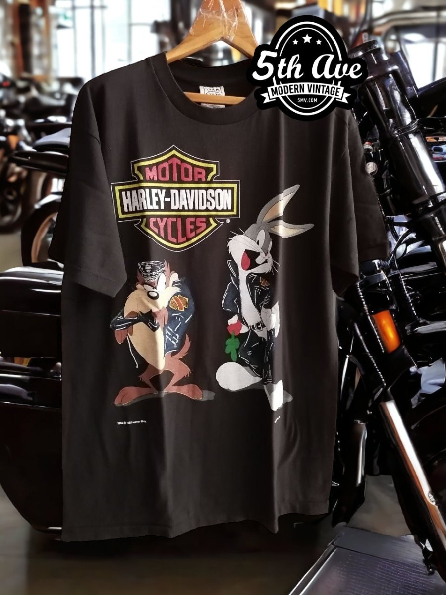 Ride with Taz and Bugs: The Enzyme Washed Harley Davidson t shirt - Vintage Band Shirts