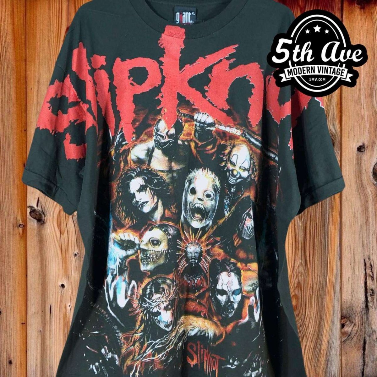 Slipknot: All-Over Print Single Stitch Short Sleeve t shirt with Giant Tag - Vintage Band Shirts