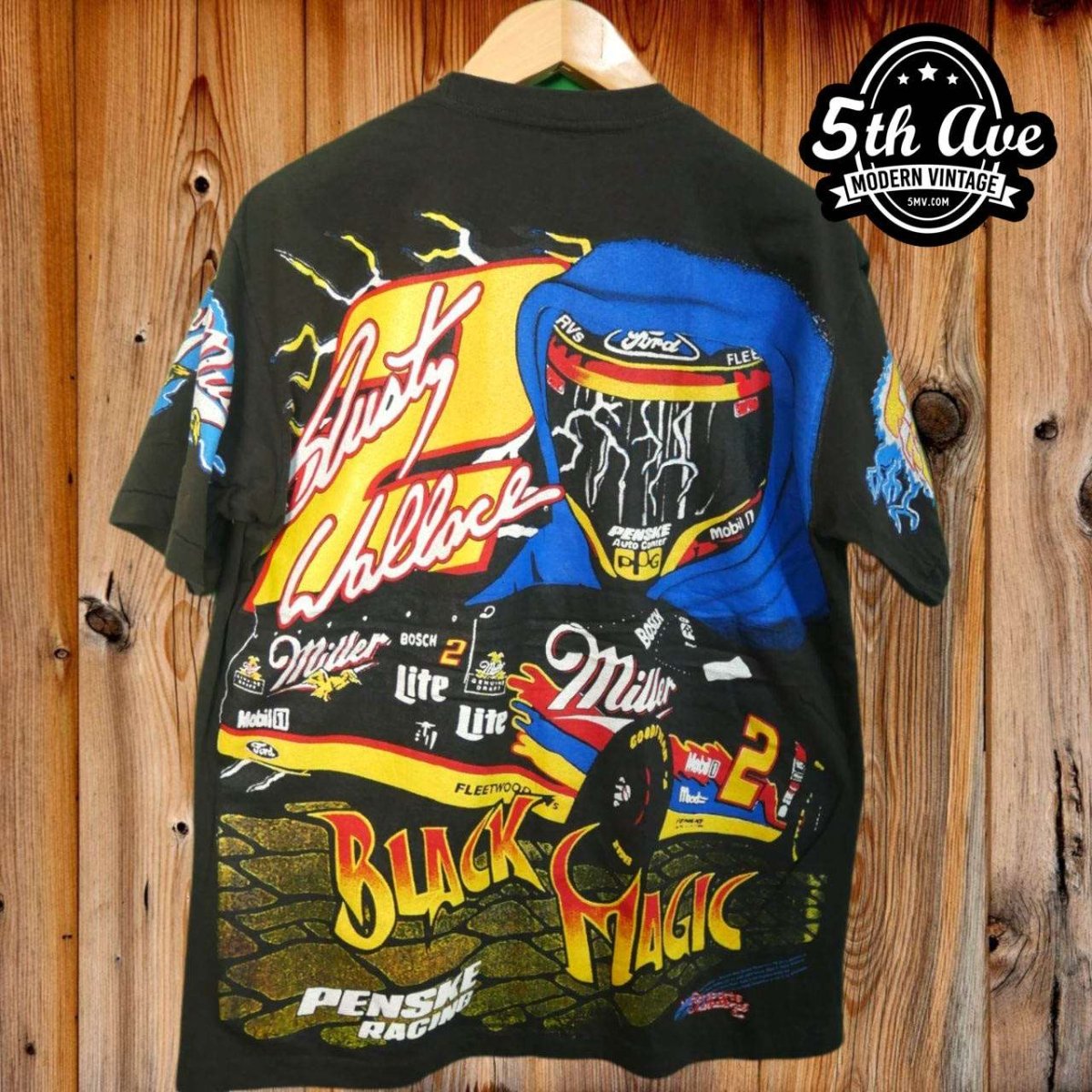 Unleash the Black Magic: Rusty Wallace NASCAR t shirt - Vintage Band Shirts