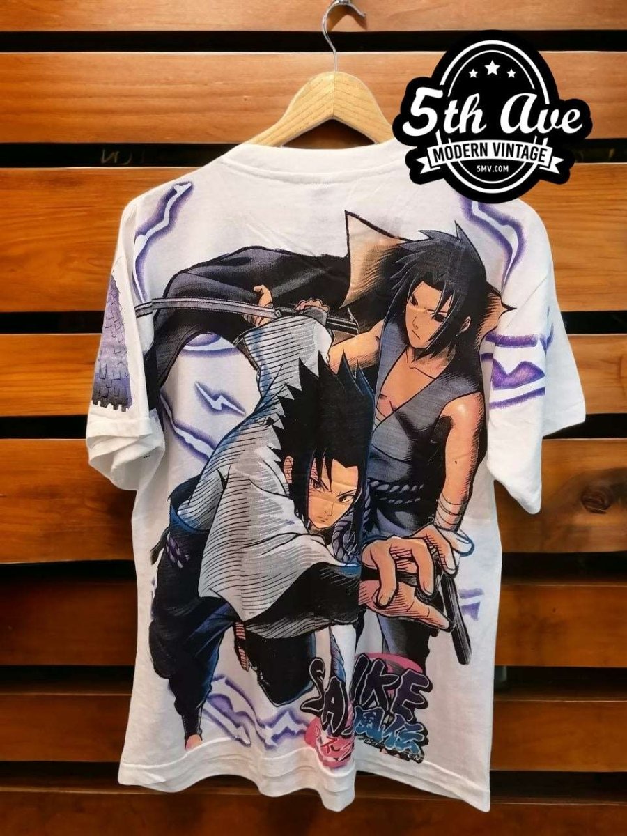 Unleash the Power of the Ninja with Our Naruto Sasuke All-Over Print t shirt - Perfect for Anime Fans! - Vintage Band Shirts