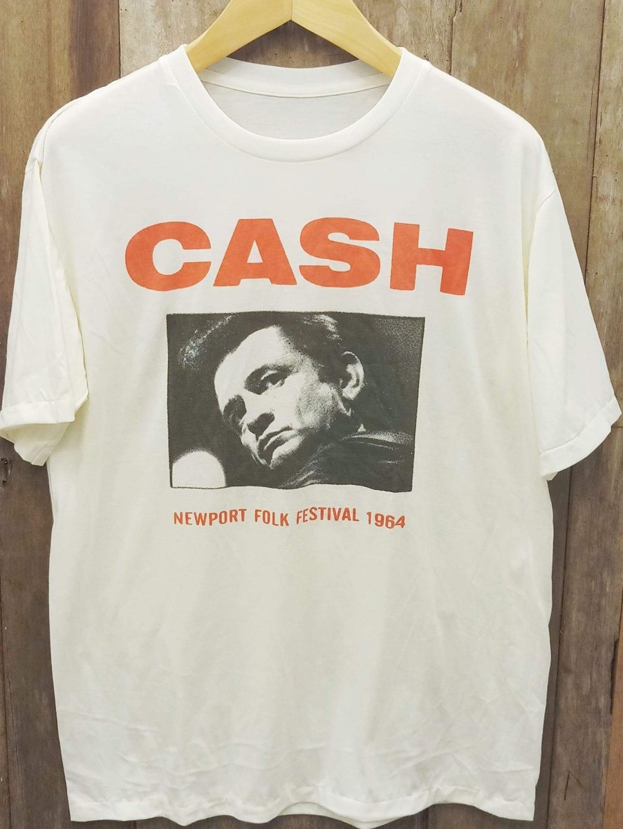 Vintage Johnny Cash Newport Folk Festival 1964 T-Shirt with 30-Day Satisfaction Guarantee - Vintage Band Shirts
